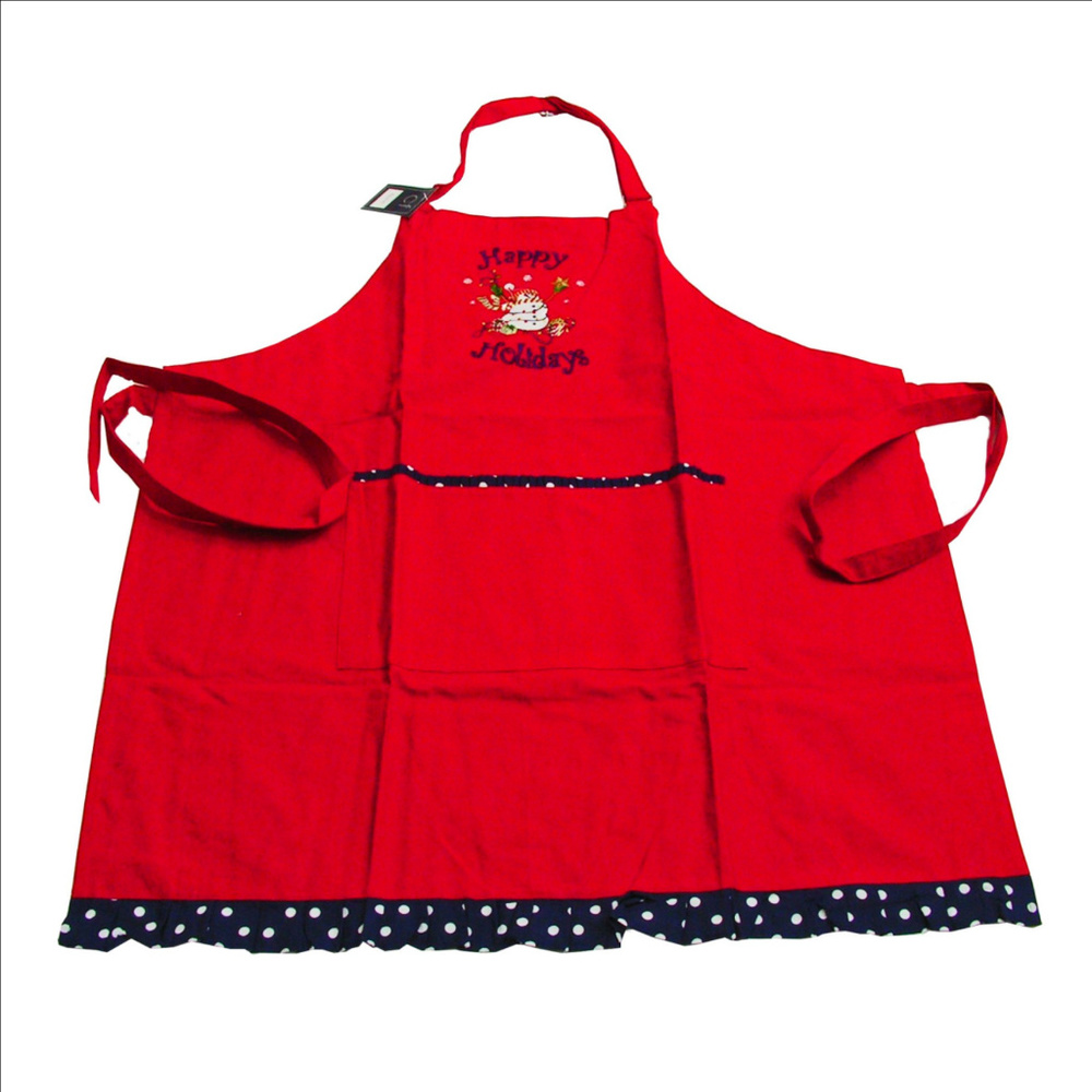 NWT Happy Holidays Christmas Apron Embroidered Snowman